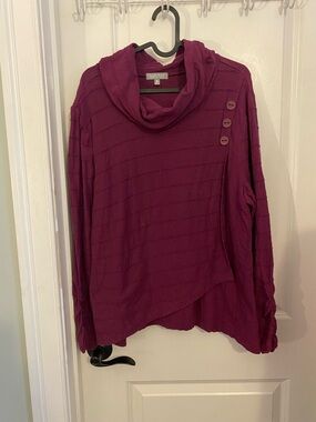 Habitat Deep Magenta Cowl Neck Shirt with Button Shoulder Detail